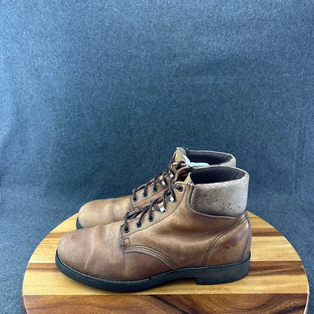 Vtg Georgia Boot Carbo Tec Mens Brown Leather Work Boots Sz 11 Made in USA